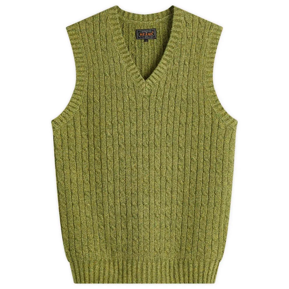Beams — Plus Cotton Linen Cable Vest