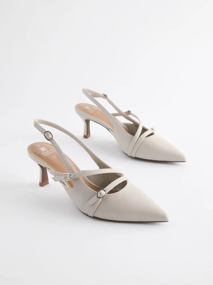 Next — Forever Comfort® Leather Multi Buckle Slingback Heels