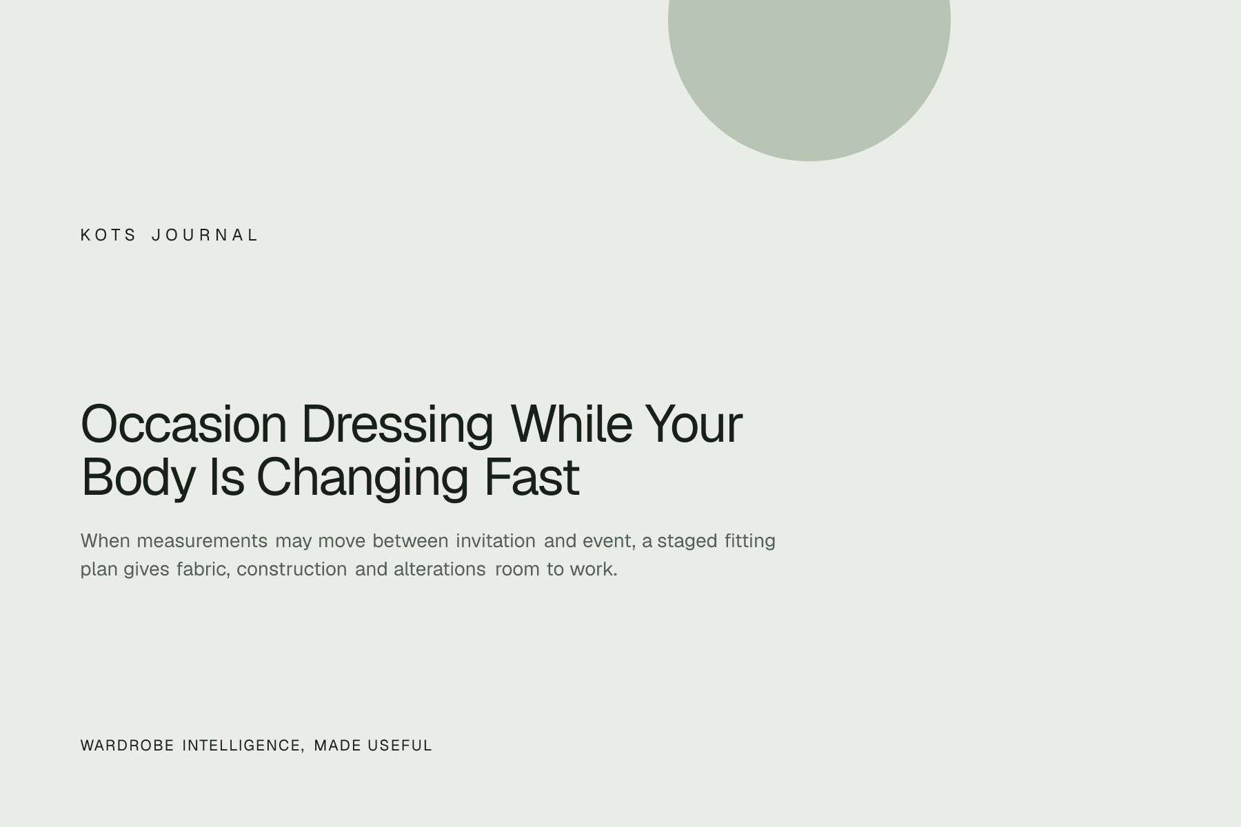 Diagram of staged fitting and alteration timeline for occasionwear during rapid weight change
