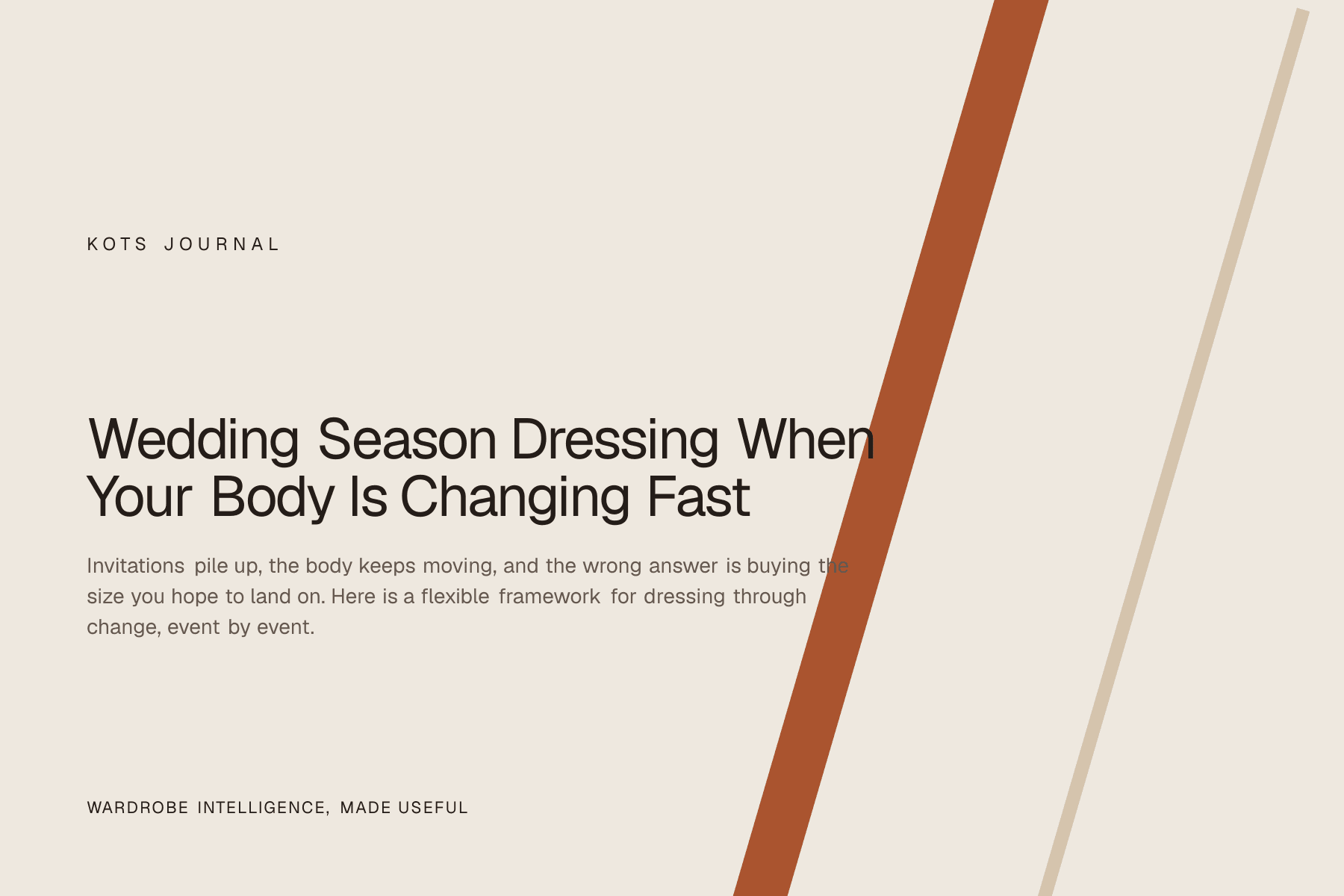 Illustration of a wedding-season calendar with an adaptable outfit silhouette shifting across dates